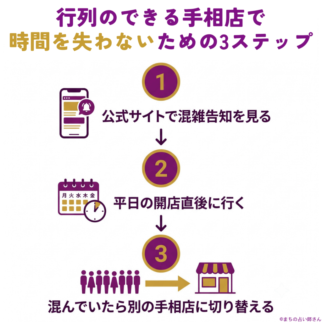 行列の手相店で時間を失わないための3ステップ